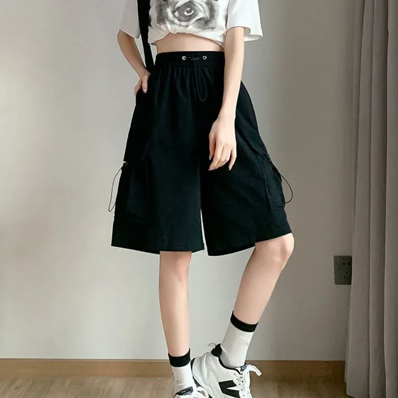 Xpqbb Cargo Shorts for Women Harajuku High Waist Baggy Y2K Hip Hop Shorts Woman Streetwear Trendy Big Pocket Bf Short Pants