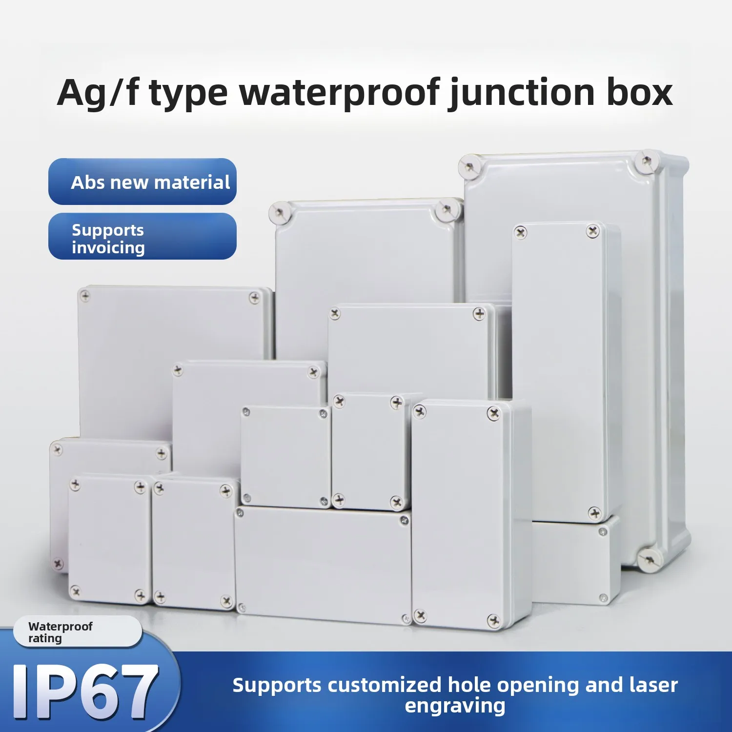 

ABS Waterproof Junction Box IP 67 Outdoor Waterproof Case Plastic Distribution AG Series Power Switch Monitoring Terminal Boxes