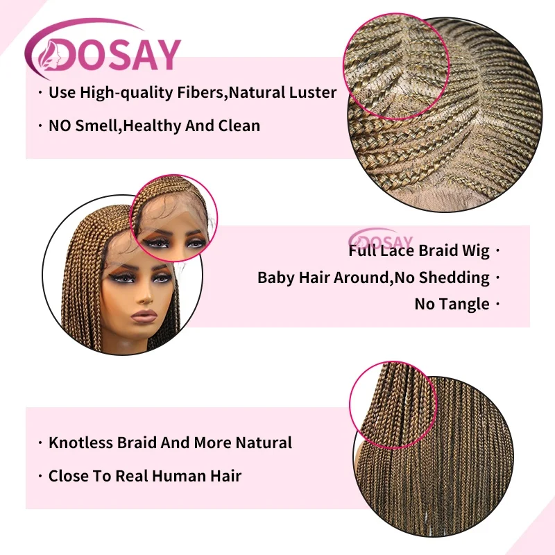 36 بوصة كورنو الجانب جزء تجديل شعر مستعار أشقر الاصطناعية الدانتيل الجبهة الباروكات للنساء Knotless صندوق HD شعر مستعار الدانتيل #5