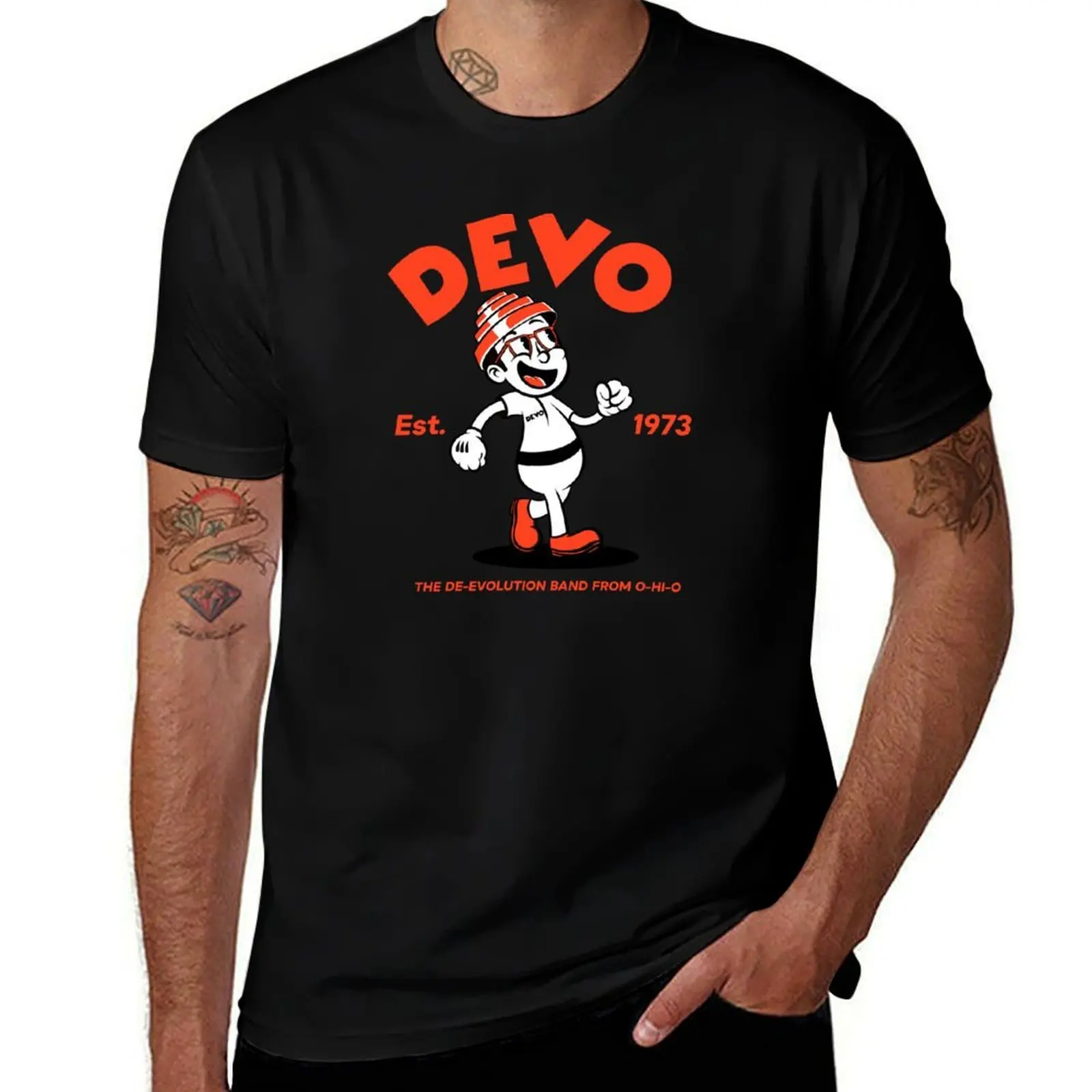 T-shirt Cartoon De-Evolution en coton doux anti-rétrécissement