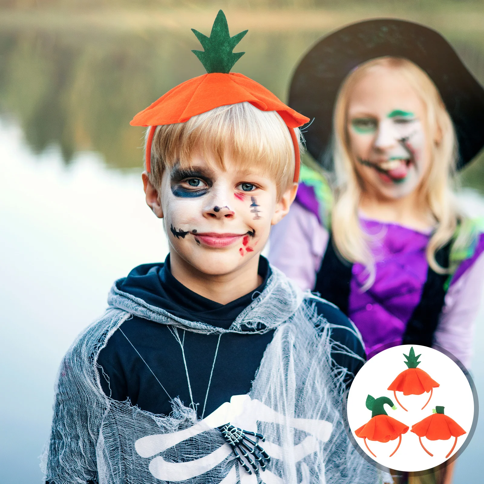 4 szt. Dziecięce opaski na głowę z dynią dla dziewczynek, jaskrawo pomarańczowe, na jesienne festiwale, opaski do włosów, kostium na przyjęcie z okazji Święta Dziękczynienia, rekwizyty do zdjęć.