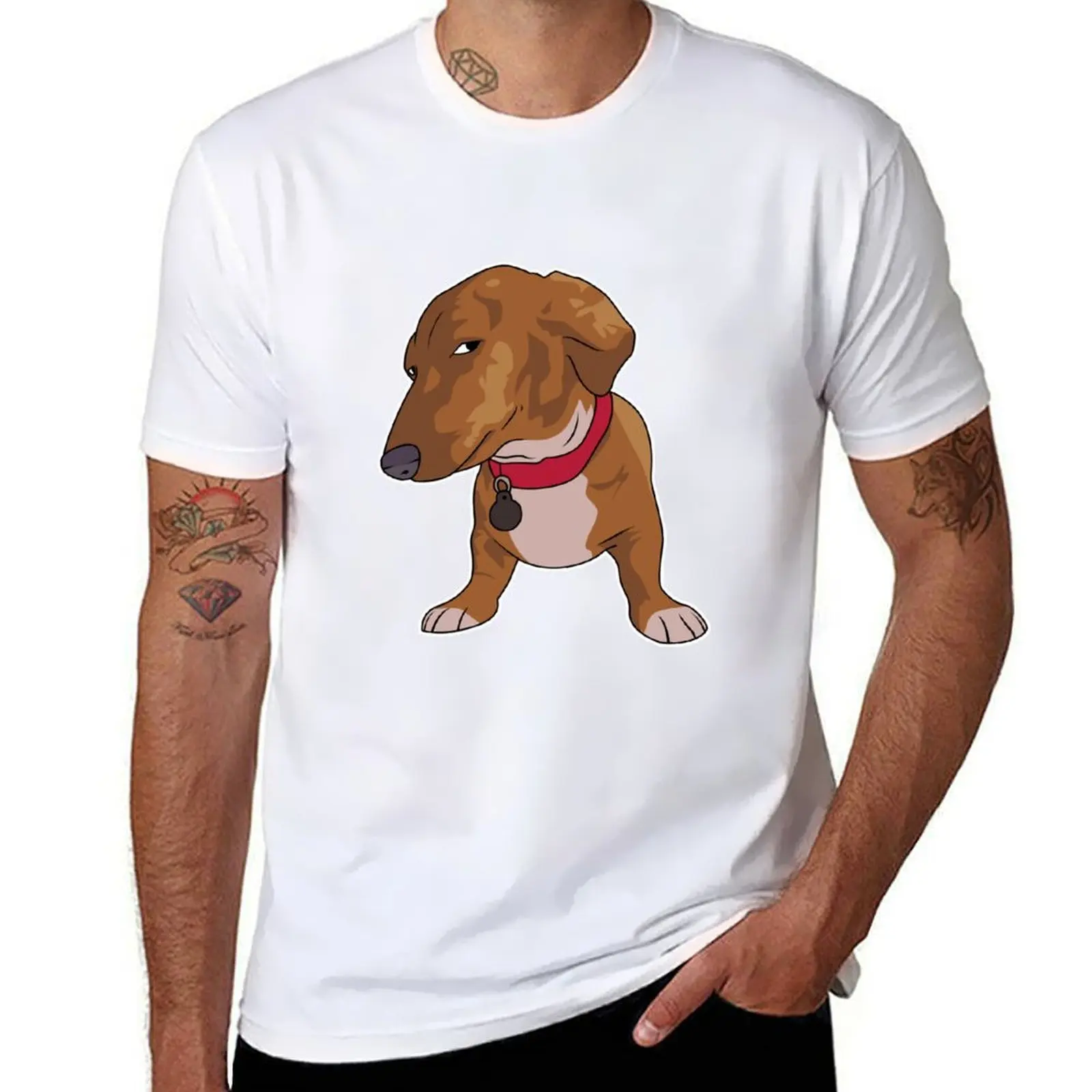 تي شيرت Dog Side Eye Meme Dachshund تي شيرت قطن 100% تي شيرت رجالي تي شيرت قطني ثقيل