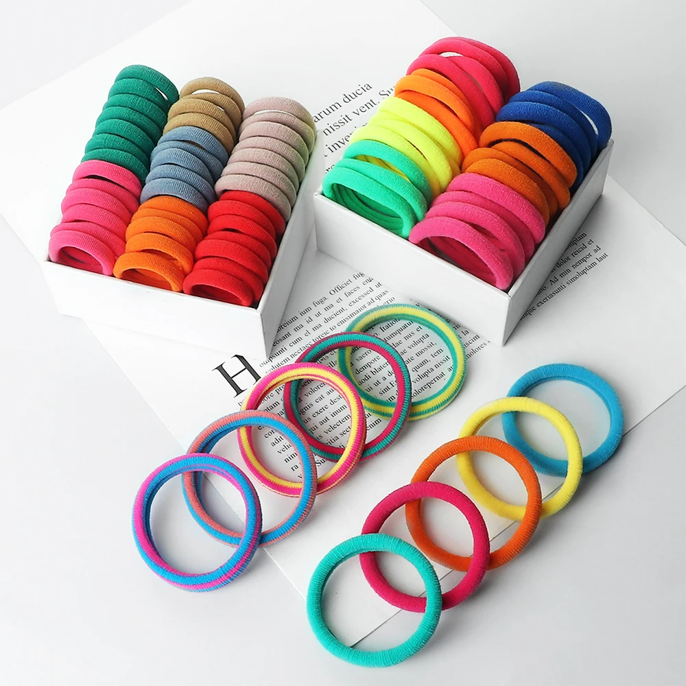 10-200Pcs/Lot Women Hair Bands Large/Middle/Small Size Candy Colors Rubber Band Girls Simple Ponytail Hair Ties Hair Accessories