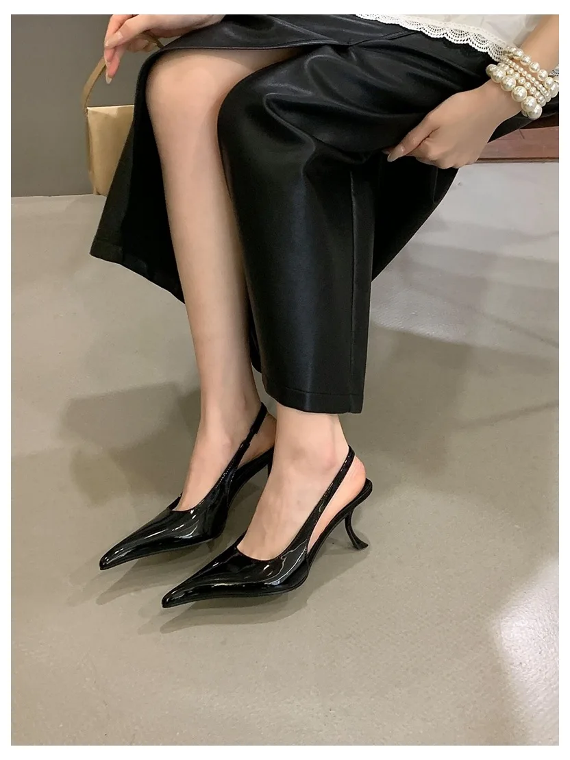 2026 SPring New Brand Pointed Toe Slingback Sandal Thin Heel Pumps Shallow Slip On Ladies Elegant Sandal Fashion Pumps For Party