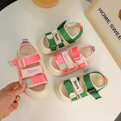 Children Designer Green Sport Sandals Toddler Girls Pink Beach Shoes Soft TPR Sandals for Boys Kids Flats 6-14Y Summer Sandalias