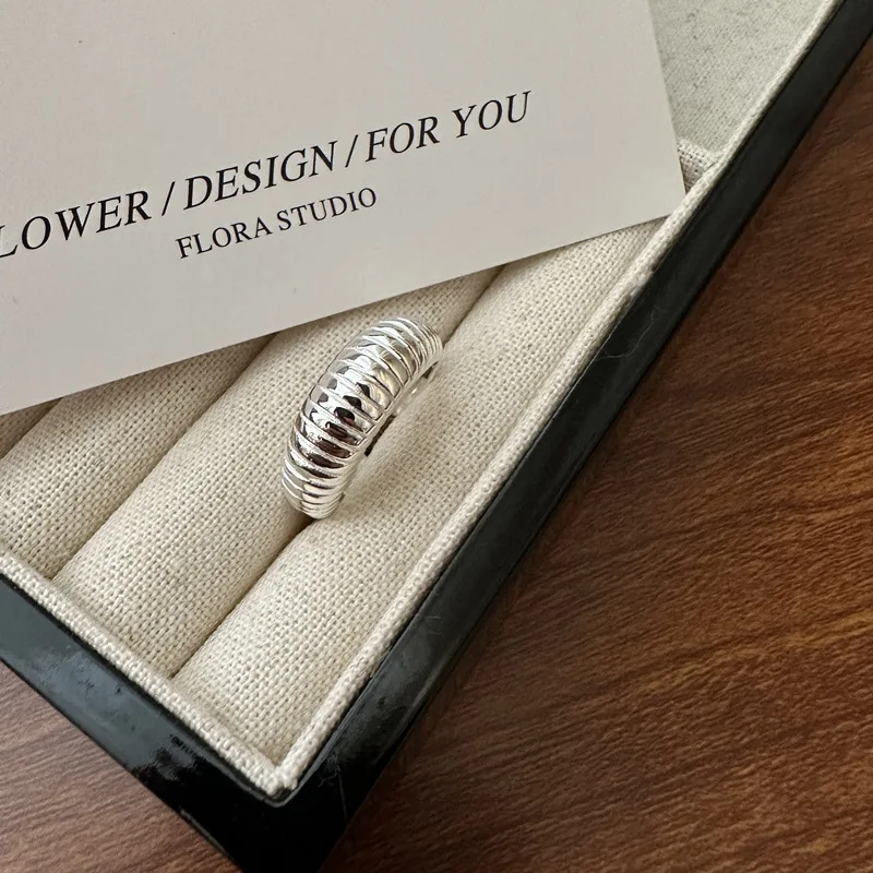 

Korea Bright S925 Sterling Silver Simple Basic Vertical Grain Ring Wholesale