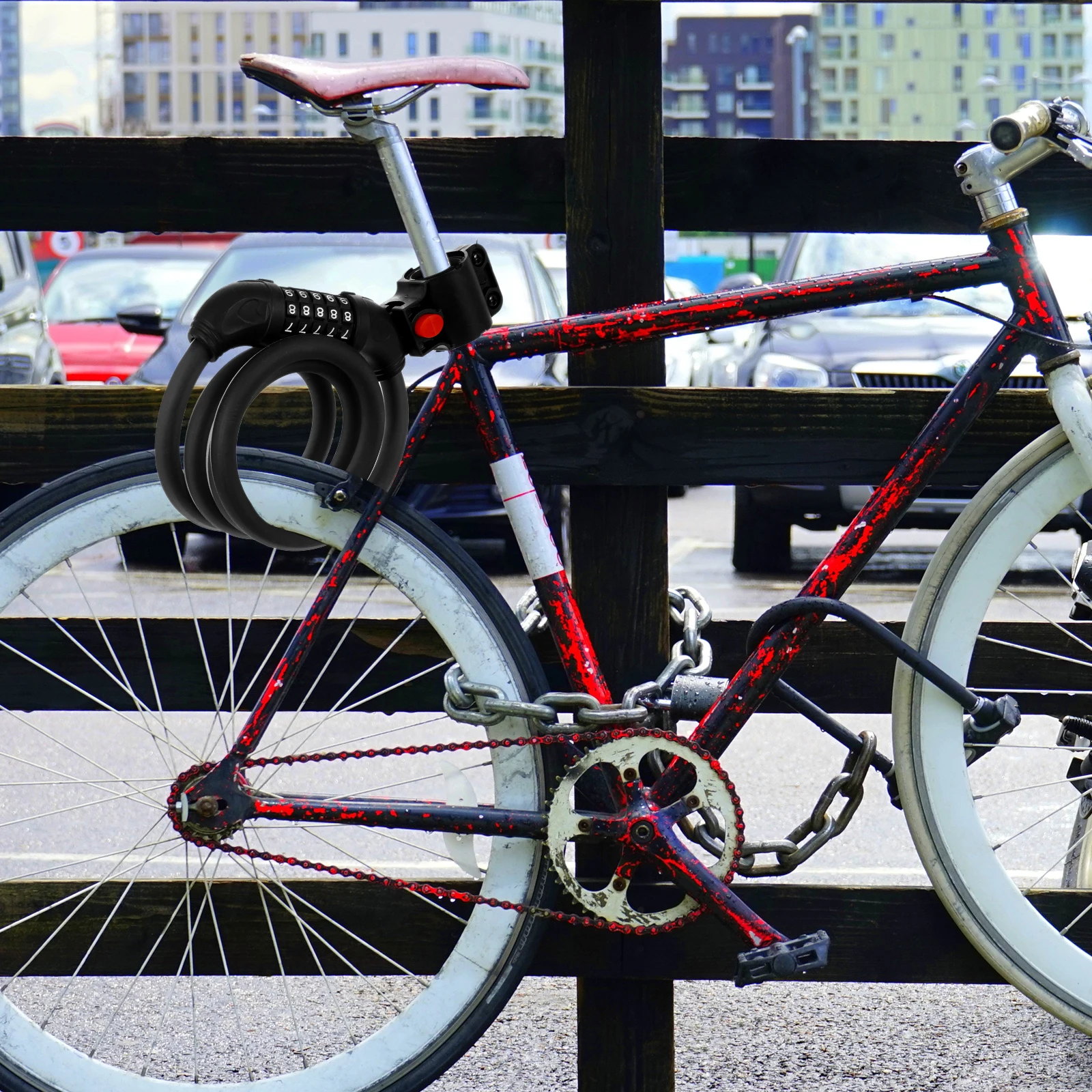 

Reflective Security Cable 120Cm Stretchable Bike Anti-Theft Password Lock For Mountain Scooter Cycling Road Bike