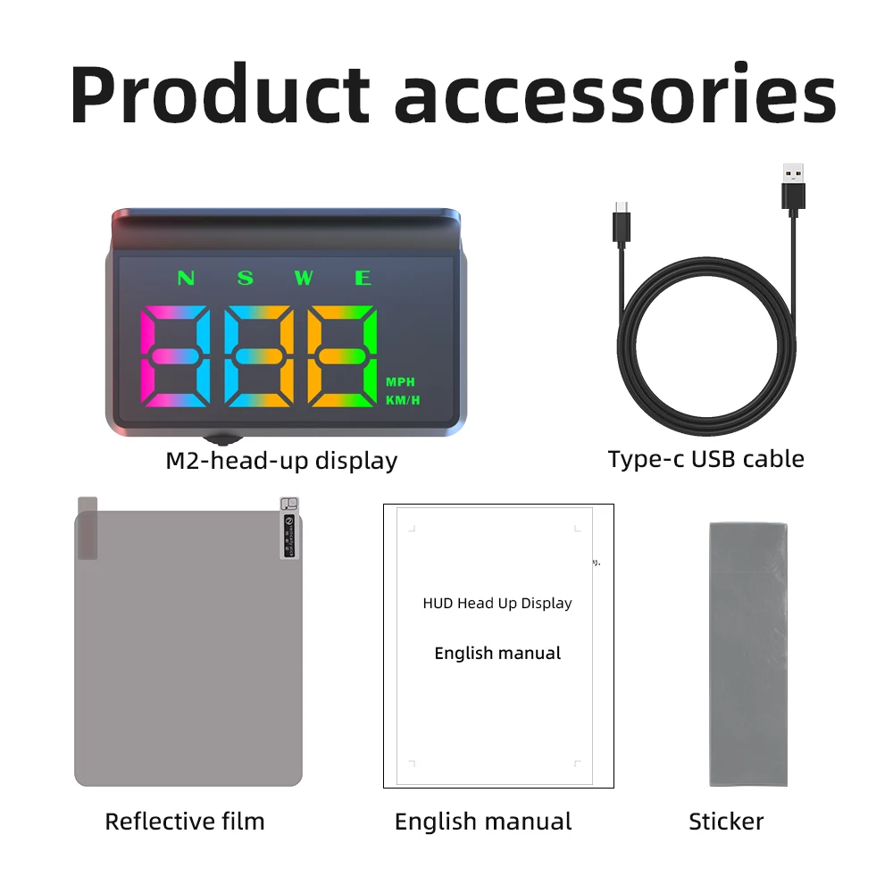 Wyświetlacz samochodowy Head-Up Display USB 5V, kolorowy wyświetlacz LCD, cyfrowy wyświetlacz KMH MPH z kompasem, alarm przekroczenia prędkości dla wszystkich samochodów.