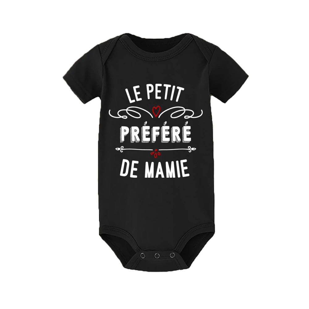 Le Petit Prefere De Mamie Letter Print Baby Romper Casual Fashion Bodysuit Short Sleeve Girl Boy Jumpsuit Summer Infant Clothing