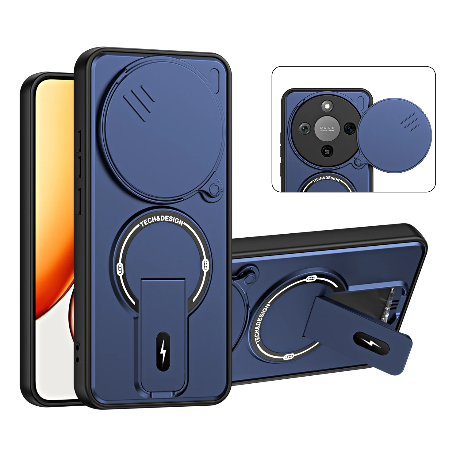 Folding Bracket Magnetic Holder Case For HONOR X9D X9C X9A X8D X6D X5C Plus Armor Shockproof Lens Phone Cove
