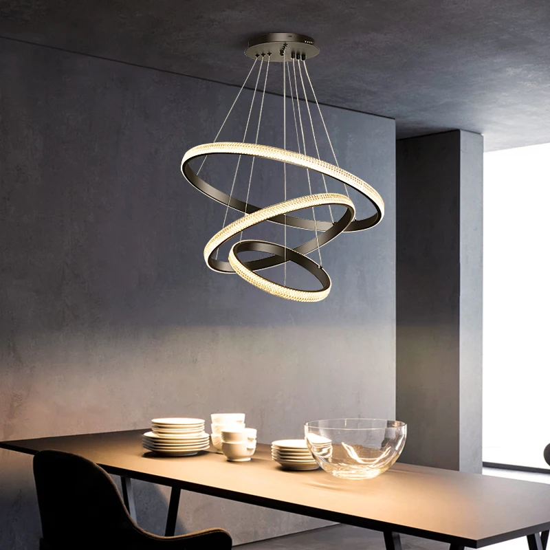 Plafonnier Led composé d'anneaux lumineux, design moderne et simpliste, éclairage d'intérieur, luminaire décoratif de plafond, idéal pour un salon ou une salle à manger