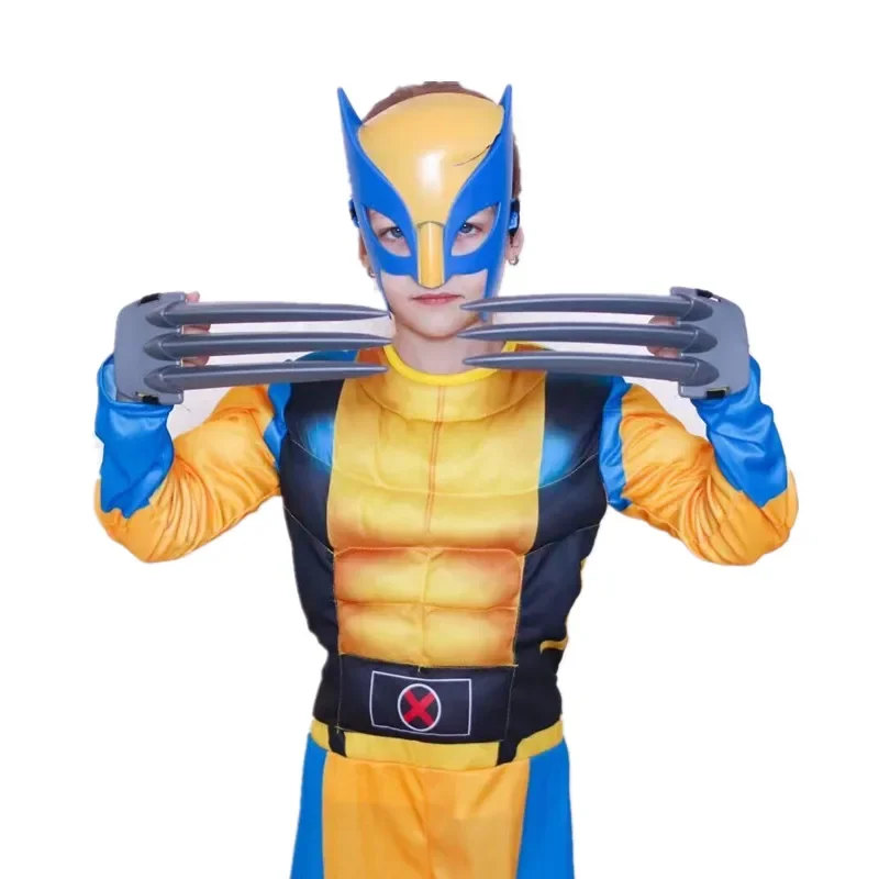 Kinderfilm Luxe Masker Jumpsuit Wolverine Cosplay Kostuum Halloween Kerst Kids Nieuwjaarskostuum Superheld Fantasy Rekwisieten