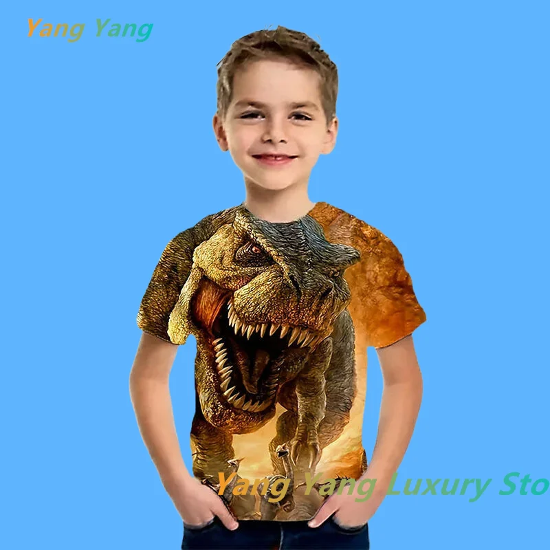 3D Print Dinosaur Kids T-shirt Car Dinosaur Fashion Kid T-shirt For Boy Girl Tops Baby Summer Men Clothes Women T-shirt Tops