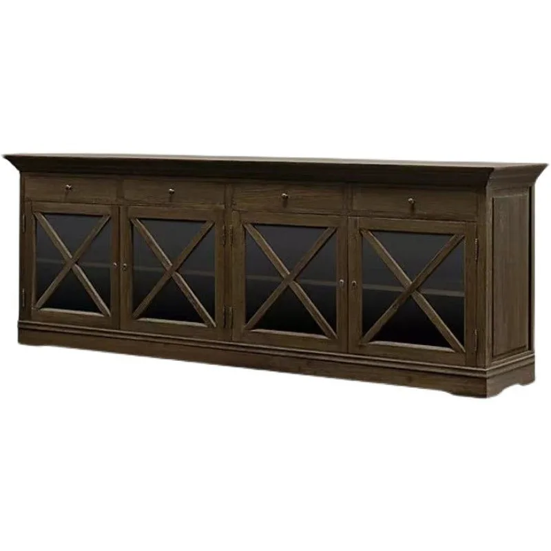 

American solid wood living room small apartment audio-visual cabinet, retro low floor cabinet, European bedroom