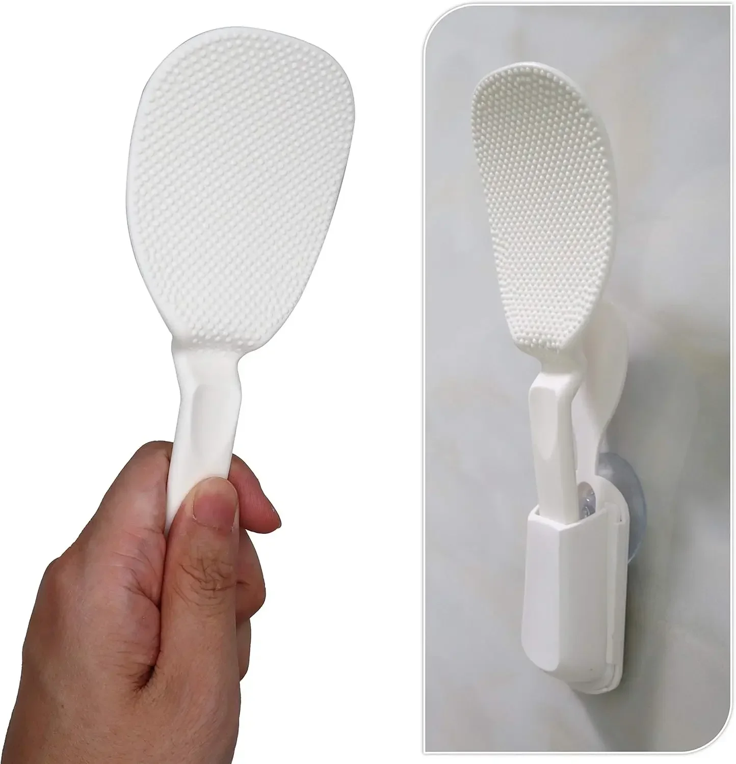 

Non-stick rice spatula with suction cup holder for potatoes and rice