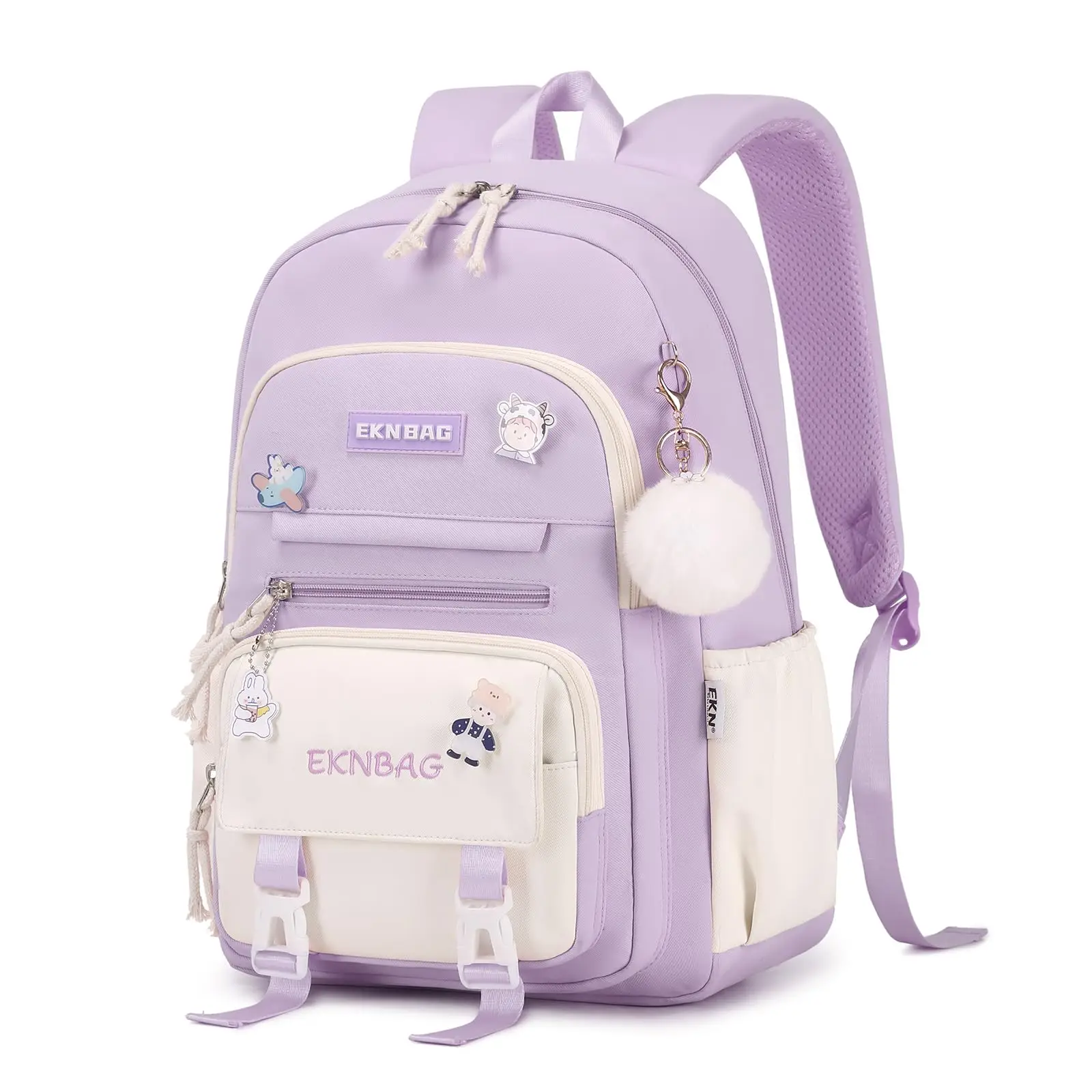 Mochila escolar de 20 litros para niña, Bolsa Escolar Kawaii con colgante, ligera, de nailon