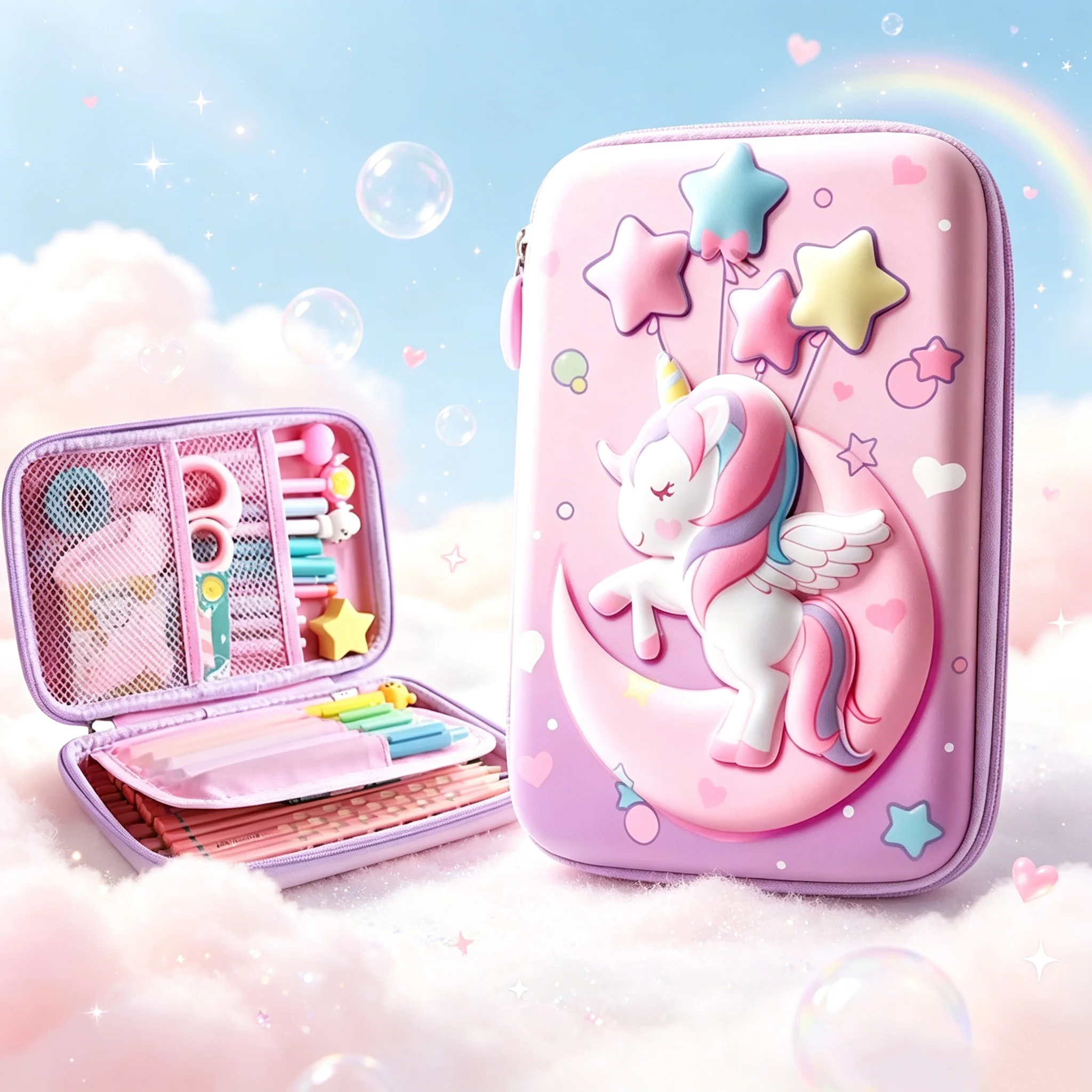 1 Piece of 3D Cartoon Cute Waterproof Pencil Box, Large-Capacity Multi-Layer Stationery Storage Box, Essential for Office