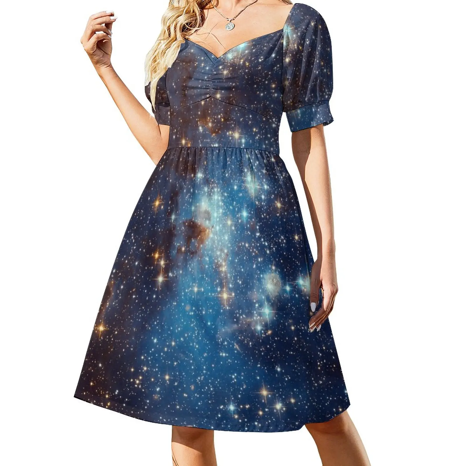 

Blue Nebula Stars Space Sleeveless Dress Clothing Party dresses