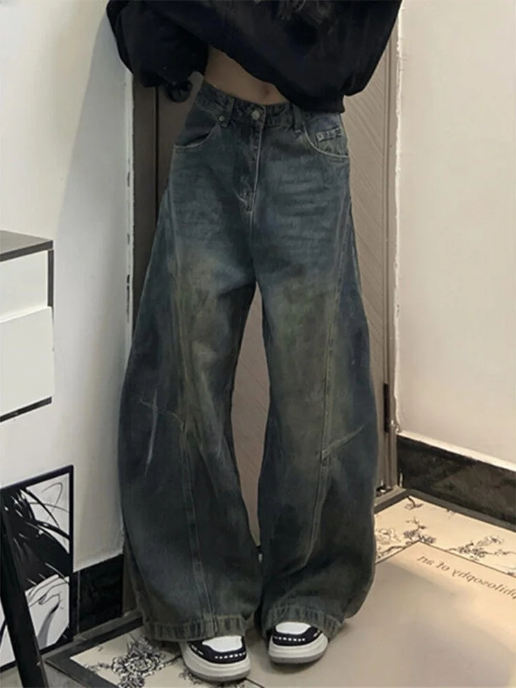 

Мужские джинсы American High Street, осенне-зимние модные свободные прямые брюки, повседневная одежда премиум-класса с ножом