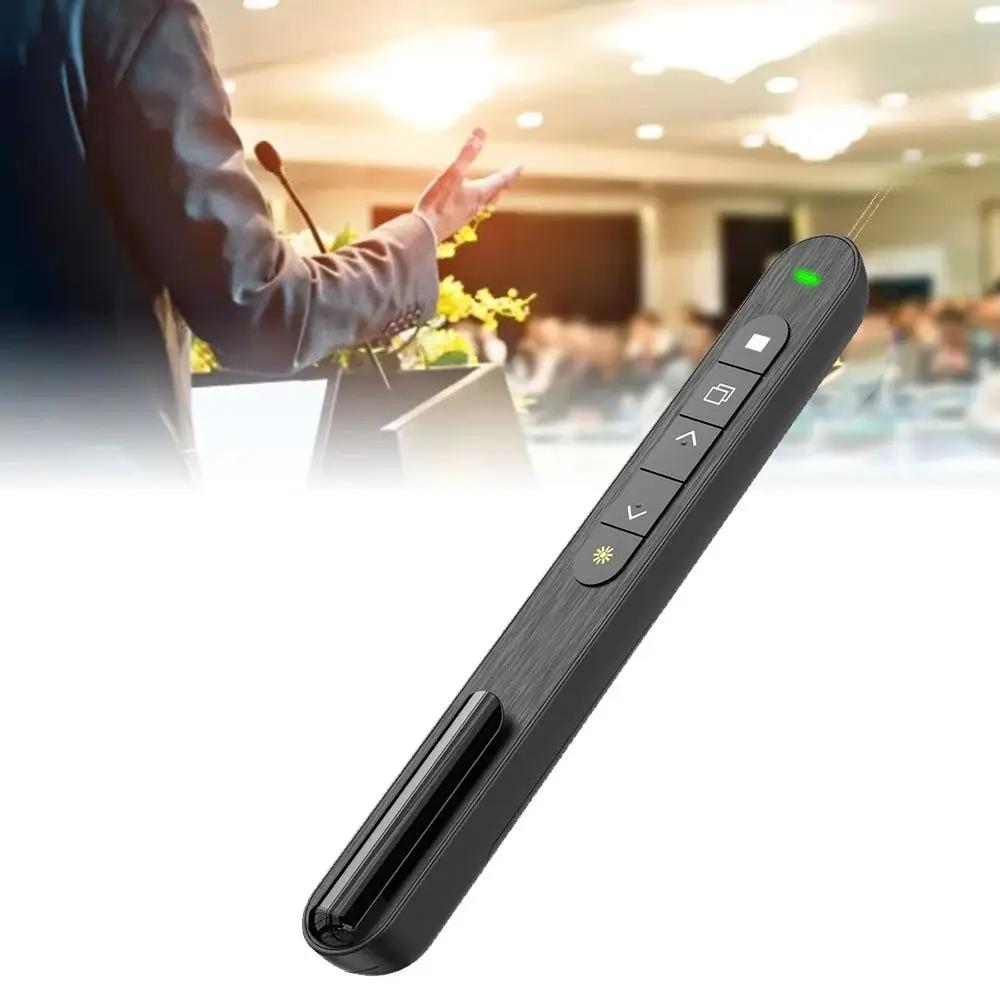 2.4GHz Wireless Presentation Clicker USB Charging Infrared Remote PPT Laser Flip Pen Red Light with Storage Bag Laser Pointer