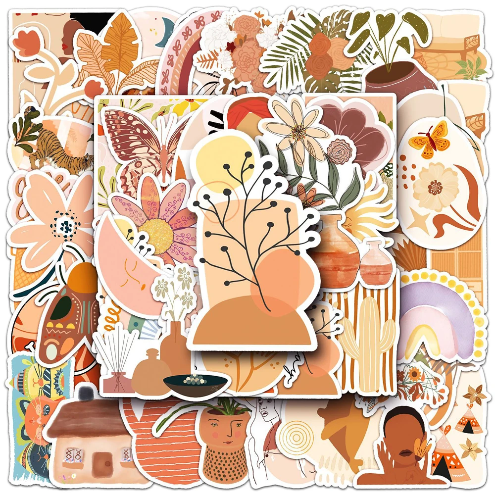 10/30/50 Stück Vintage Boho Kunst Cartoon Aufkleber Aufkleber für Briefpapier Koffer Telefon Laptop DIY ästhetische wasserdichte Aufkleber Dekor