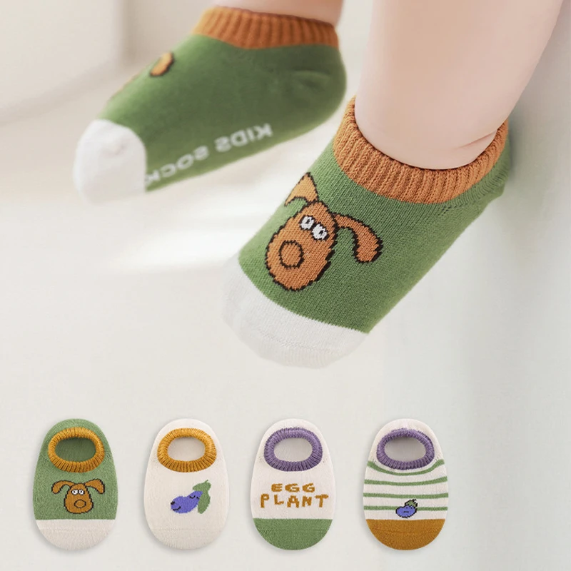 Calzini da pavimento per bambini Calzini da barca sottili antiscivolo per bambini traspiranti primaverili, autunnali ed estivi Calzini corti in cotone per ragazze e ragazzi