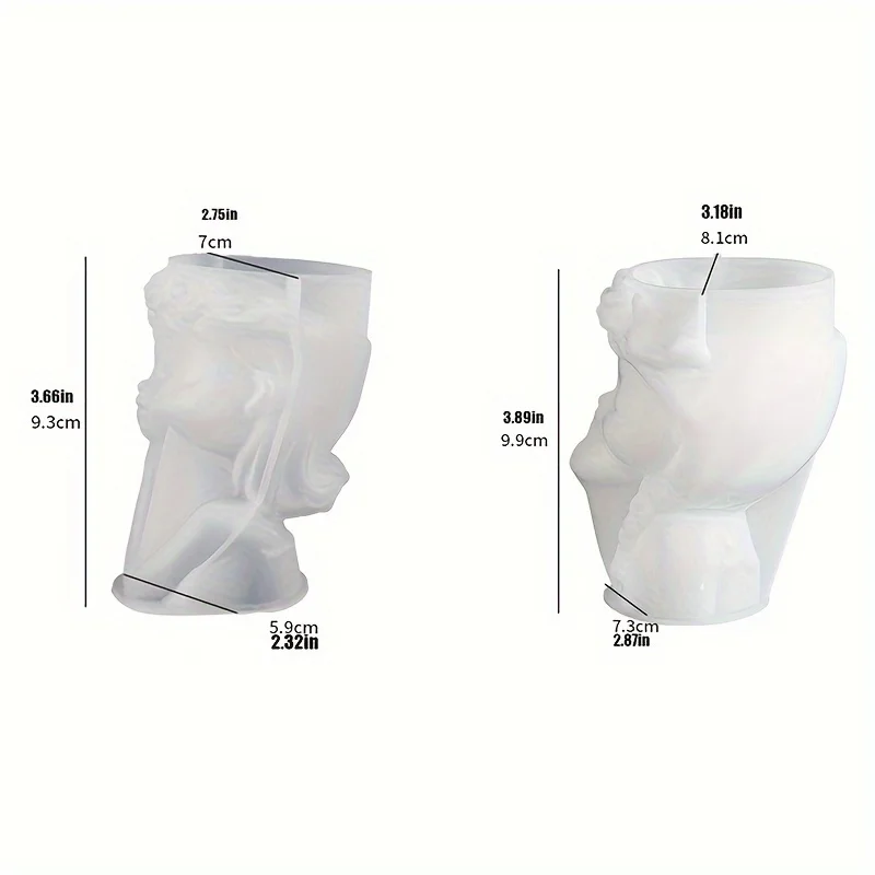2-Piece Silicone Mould Set for DIY Succulent Concrete Planters, Vases, Plaster Cement Clay Moulds and Candlesticks view 3