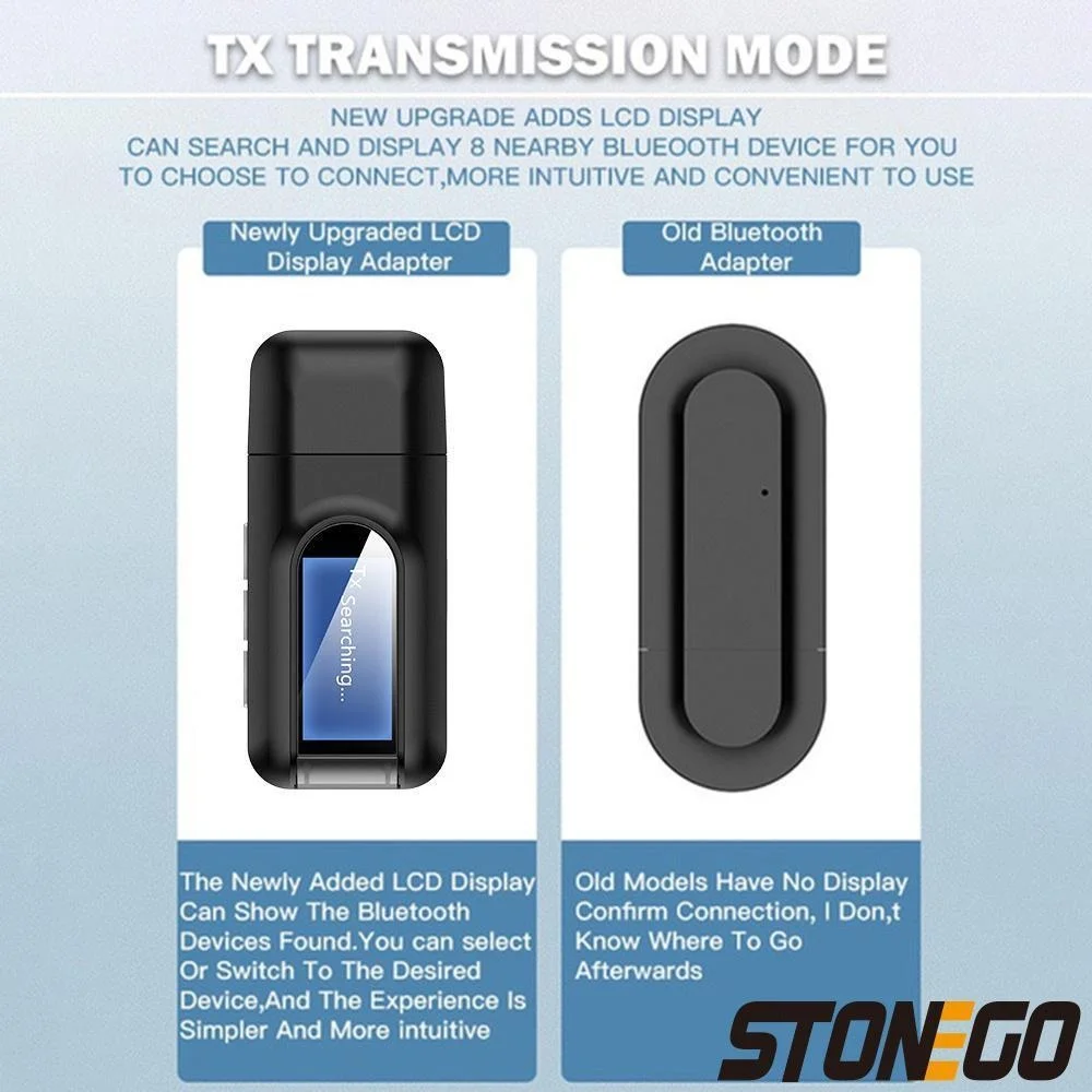 STONEGO Bluetooth 5.0 アダプタ USB Bluetooth レシーバートランスミッター車の PC TV HD オーディオワイヤレスアダプター