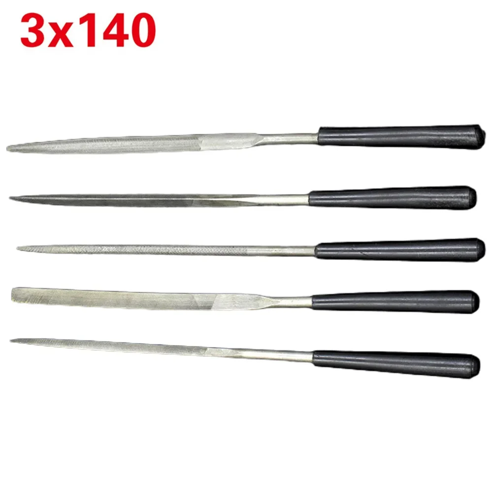 For Metal For Stone Hand Tools Diamond Files Nonslip Handle Round 5PCS Silver + Black Triangle 3x140mm For Wood