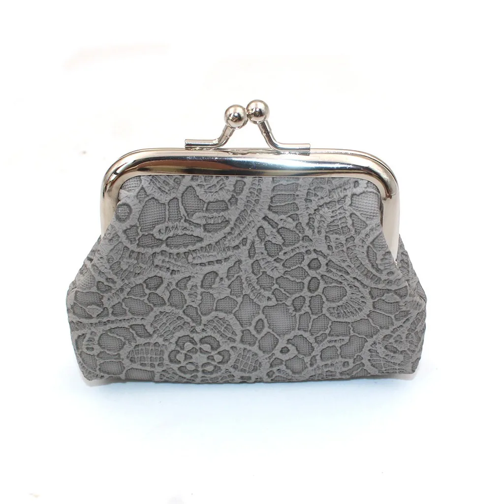 Retro PU Lace Embossed Small Wallet Clutch Bag Mini Coin Purse Data Cable Organizer Portable Pouch Girl Women's Money-Bags