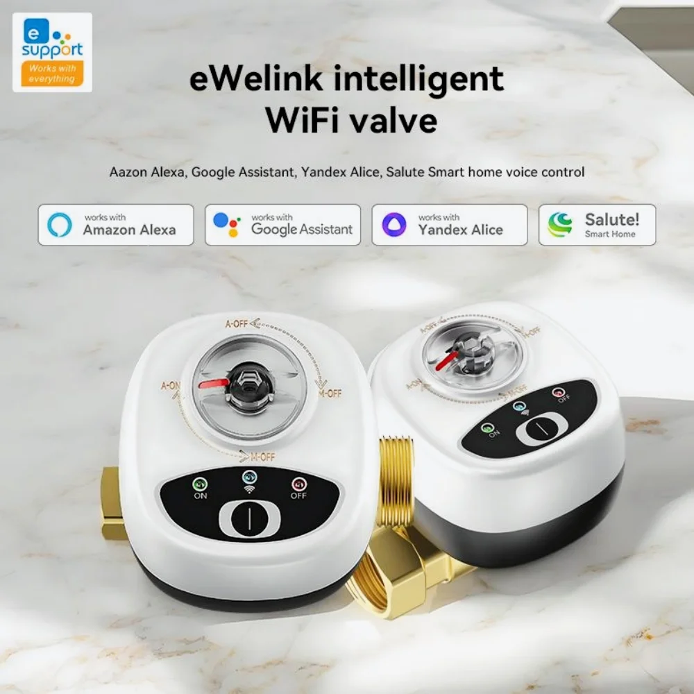 eWelink APP WiFi Smart Valve Water Gas Shutoff Automated Ball Valve DN15/DN20/DN25 Wireless Control For Alexa Google Alice