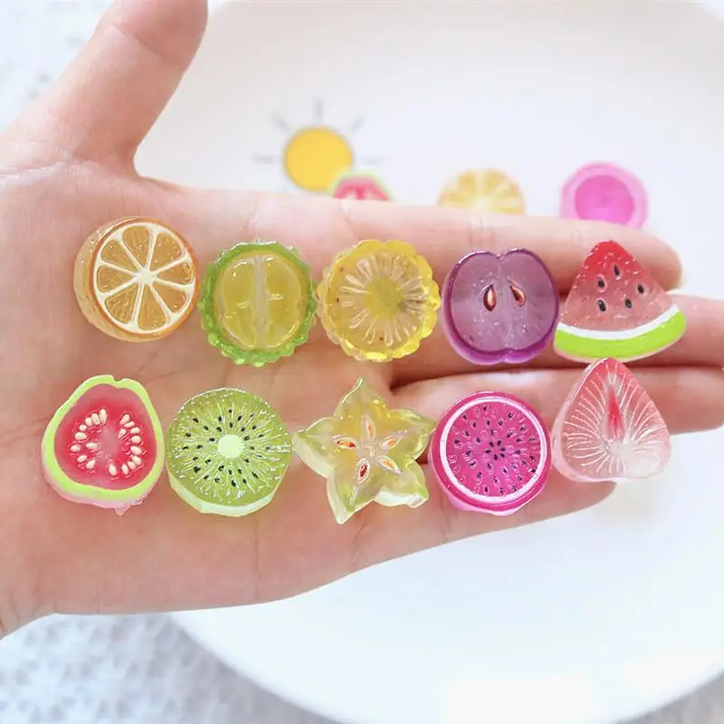 10pcs Mini Kawaii Cute Watermelon Fruit Flat Back Cabochons Scrapbook Diy Party Hairpin Accessories Home Decoration Craft