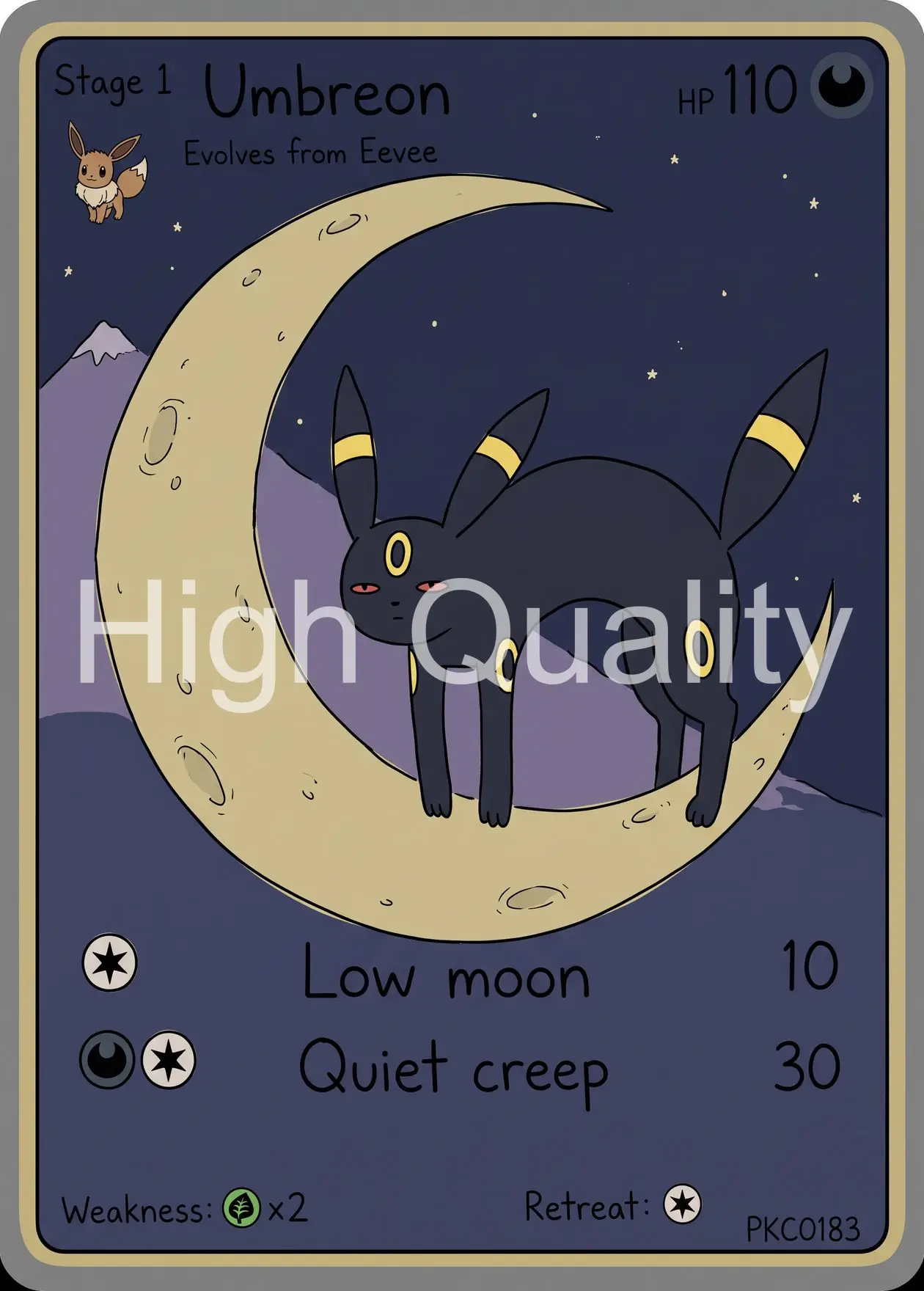 7Pcs PKM Cards PTCG Moon Doodle Style Umbreon Darkrai Lugia Lunala Absol Clefable Gengar Full Art Collection Cards PTCG Gift