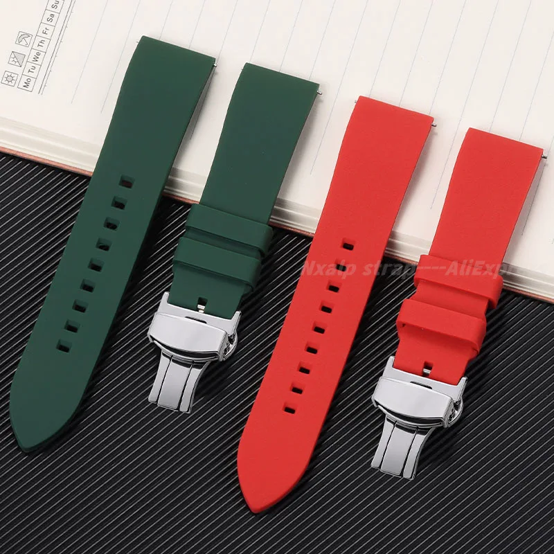 Silicone Strap 18mm 19mm 20mm 21mm 22mm 24mm Sports Watch Band for Omega Bracelet Butterfly Buckle Universal Watchband for Rolex