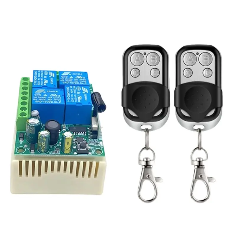 

【RECOMENDAR】AC220V 433Mhz 4CH RF Relay Receiver And Transmitter For Universal Wireless Remote Control For Garage Door Operation
