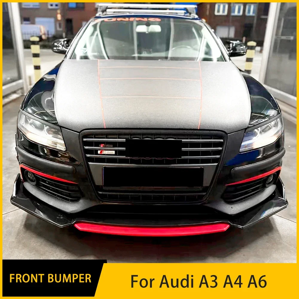 

For Audi A3 A4 A6 Q3 Universal High Quality 4Pcs Front Bumper Split Lip Body Kit Spoiler Diffuser Deflector Sports Modification