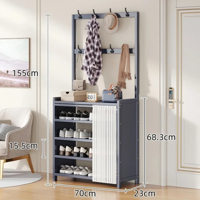 

Floor-to-ceiling Coat Rack In The Foyer Hanging Rack Multi-layer Door Nanzhu Shoe Rack Integrated Household Goods
