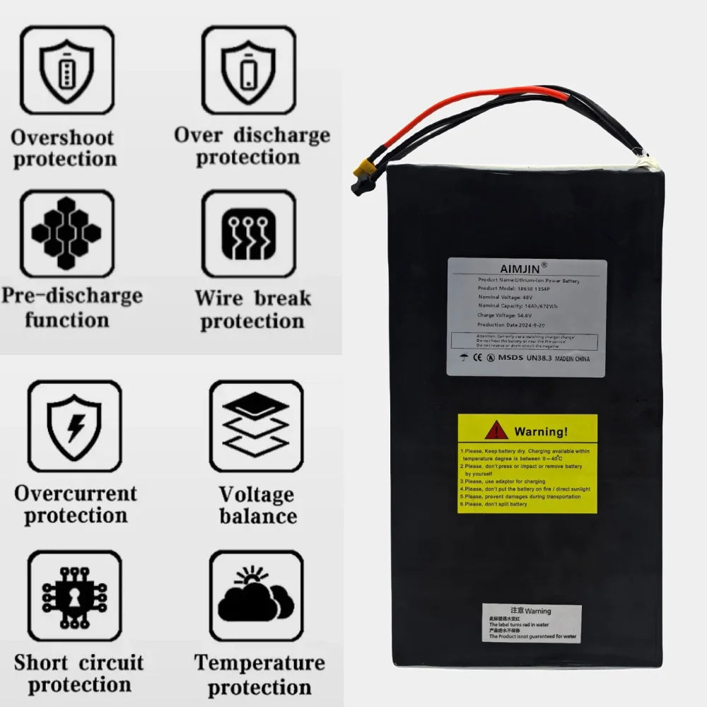 13S4P 48V 14000mAh Lithium Battery 672Wh with BMS For Kugoo C1 Electric Scooter Powerful Motor