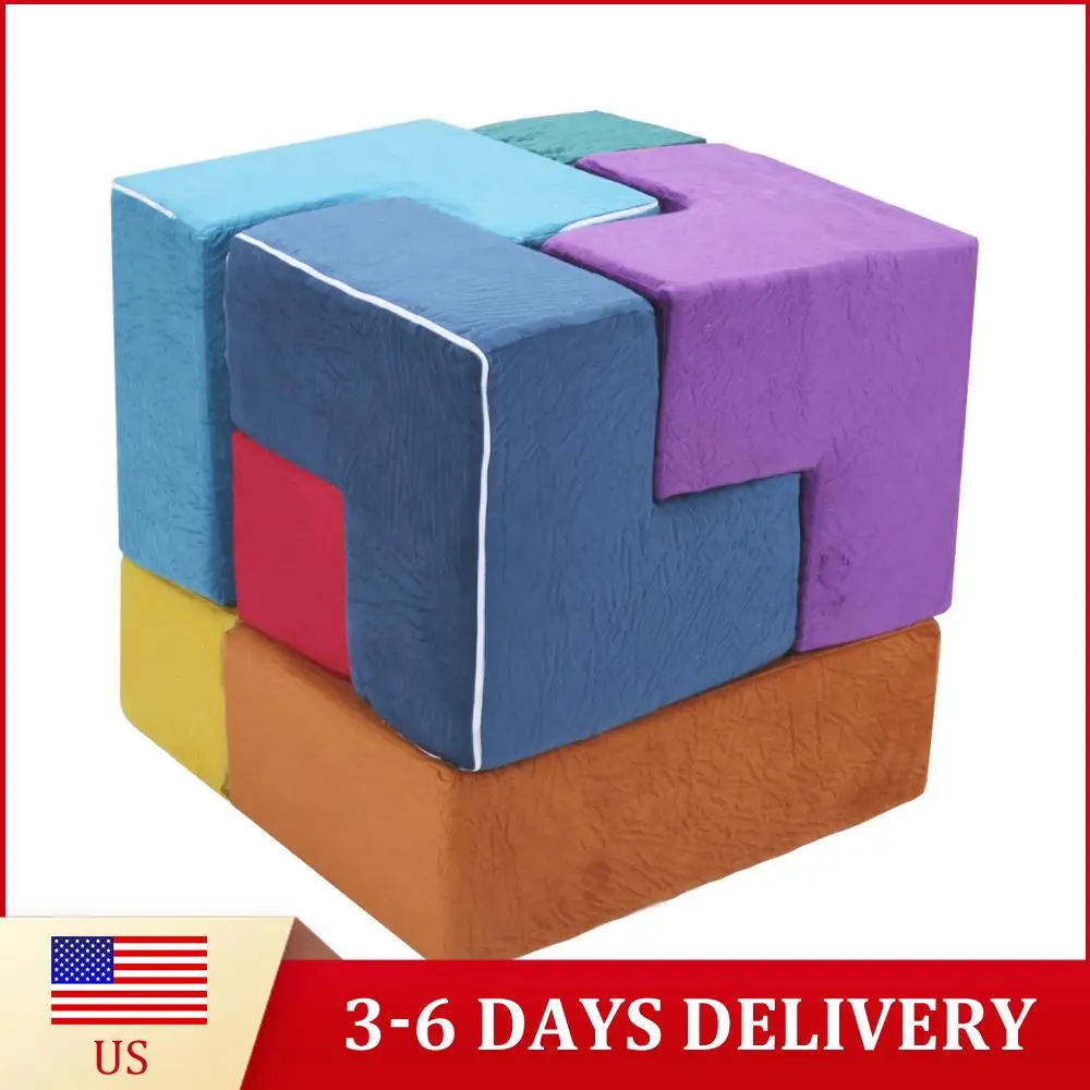 7Pcs Child Sectional Sofa Washable Elastic Sponge Toddler Cushions Wear Resist for Kids Bedroom Playroom Furnitures