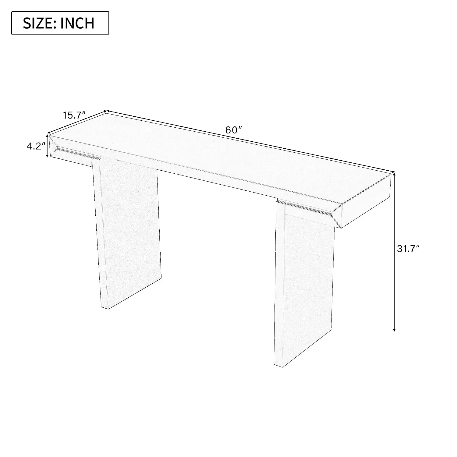 60-Inch Black U-Shaped MDF Console Table with Adjustable Feet for Entryway & Hallway, Customized