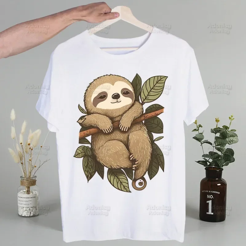 Kawaii Sloth Sorry I Can't I'm Very Busy Tshirts Men Shirt Harajaku Clothing Summer Streetwear Casual Tee Short Sleeve Tops