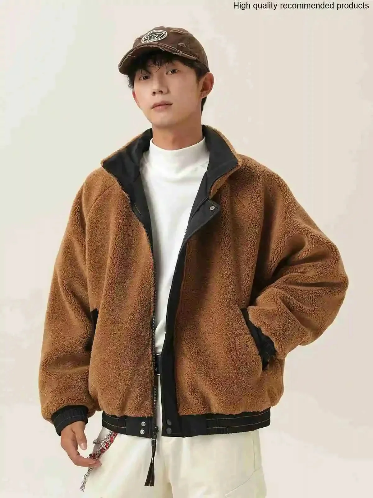 

Parka Wearable Double Jacket Side Men Autumn Winter Loose Casual Thick Bomber Coats Women Boyfriend Streetwear Cargo Jacket
