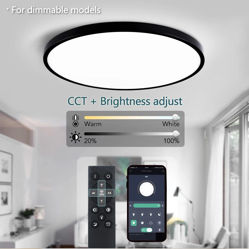 Lampada da soffitto a Led grande da 50CM con telecomando Smart APP plafoniere ultrasottili per la decorazione del soggiorno della camera da letto