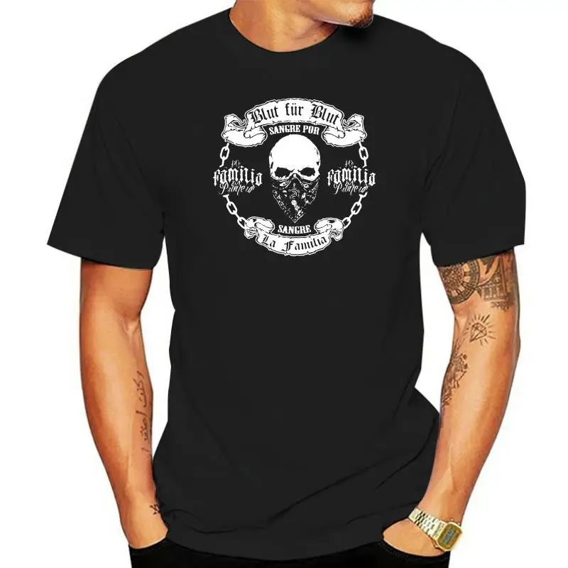 T-Shirt La Familia Blood For Blood Blood Gang Streetwear Skull Cool2022 New Pure Cotton Short Sleeves Hip Hop Fashion O-Neck