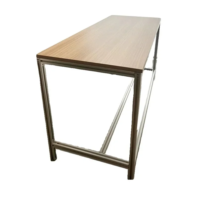 

Light luxury aluminum profile computer desk Simple solid wood strip desk
