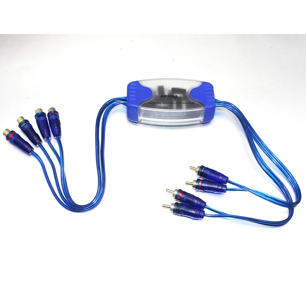 

4 Channel Rca Ground Loop Isolator Noise Filter Blue Audio Line Clear Sound Remove Ground Noise Interference Sound
