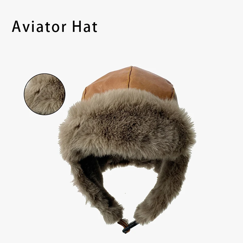 

Мужская шапка-авиатор из искусственной кожи с плюшевой подкладкой, женская зимняя шапка-траппер, ветрозащитная шапка-ушанка для пилота, лыжная шапка с защитным ремешком