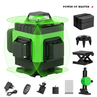 4D 16-Line Self-Leveling Laser Level 360° Green Beam - Horizontal/Vertical Cross Line Construction Grade w/Tripod & Case
