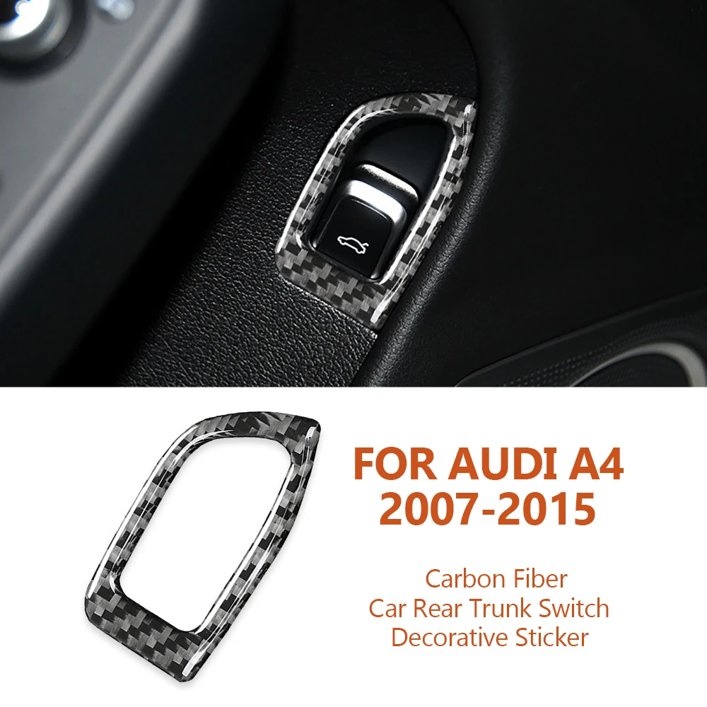 

For Audi A4 A5 A4L B8 2007-2015 Hand-made Carbon Fiber Car Rear Trunk Switch Button Decorative Stickers Auto Interior Accesorios