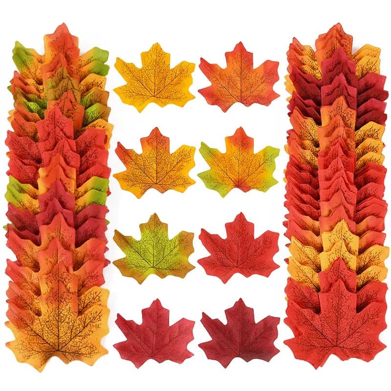 

200Pcs Artificial Maple Leaf Thanksgiving Garland Decorations Fall Maple Wedding Festival Party Home Room Decor Fall Leave Vine